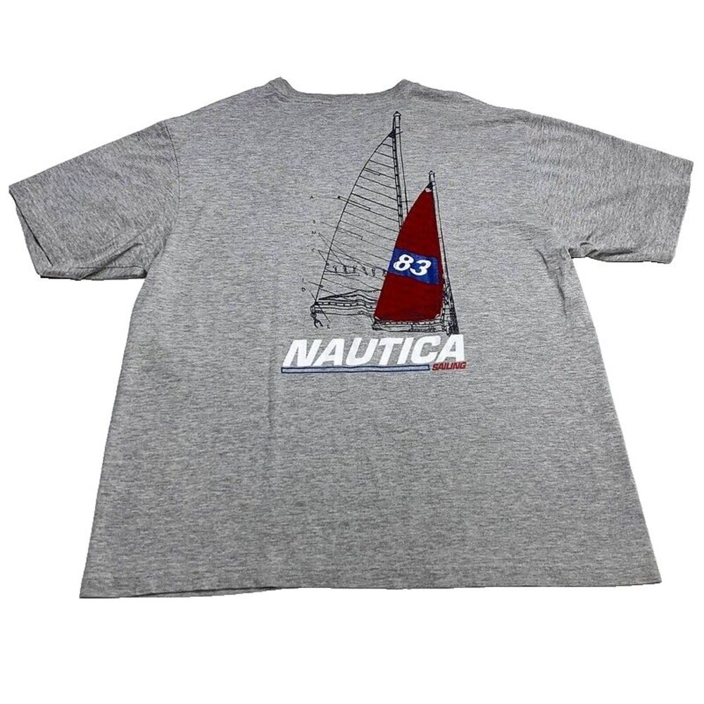 Nautica T Shirt XL Gray Mens Sailing Sailboat 83
